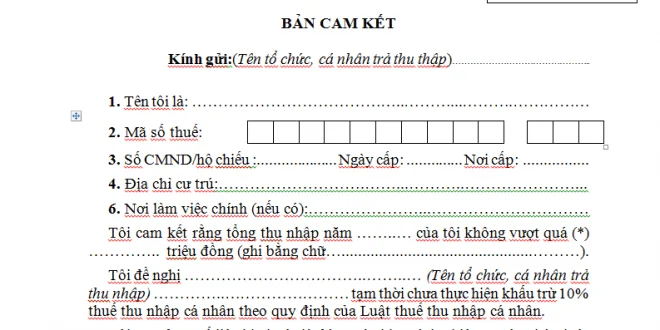 mẫu cam kết 23/ck-tncn