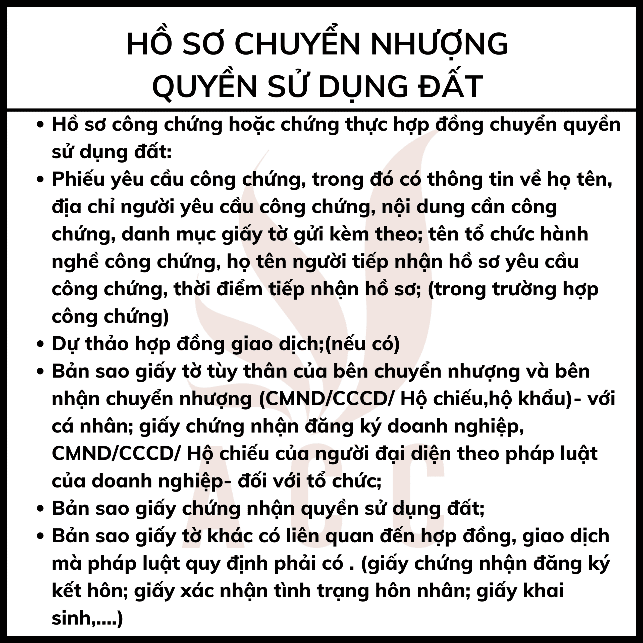 Hồ Sơ Chuyển Nhượng Quyền Sử Dụng đất Công Ty Luật Acc