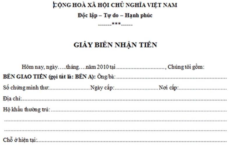 Mẫu giấy biên nhận mua hàng hoá chuẩn và hướng dẫn cách viết