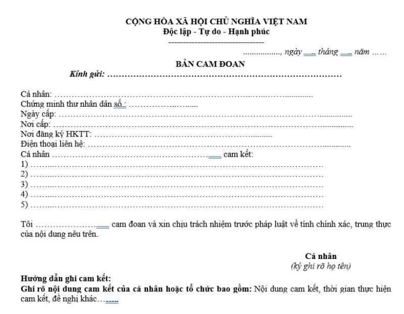 Hướng dẫn cách viết bản cam đoan làm lại giấy khai sinh