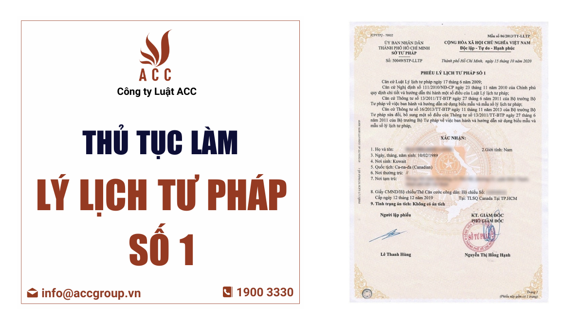 Thủ tục làm phiếu lý lịch tư pháp số 1