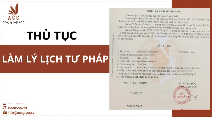 Thủ Tục Làm Lý Lịch Tư Pháp