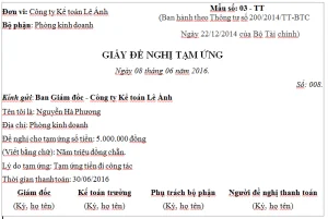 Tổng Hợp Mẫu Giấy Đề Nghị Tạm Ứng Mới Nhất