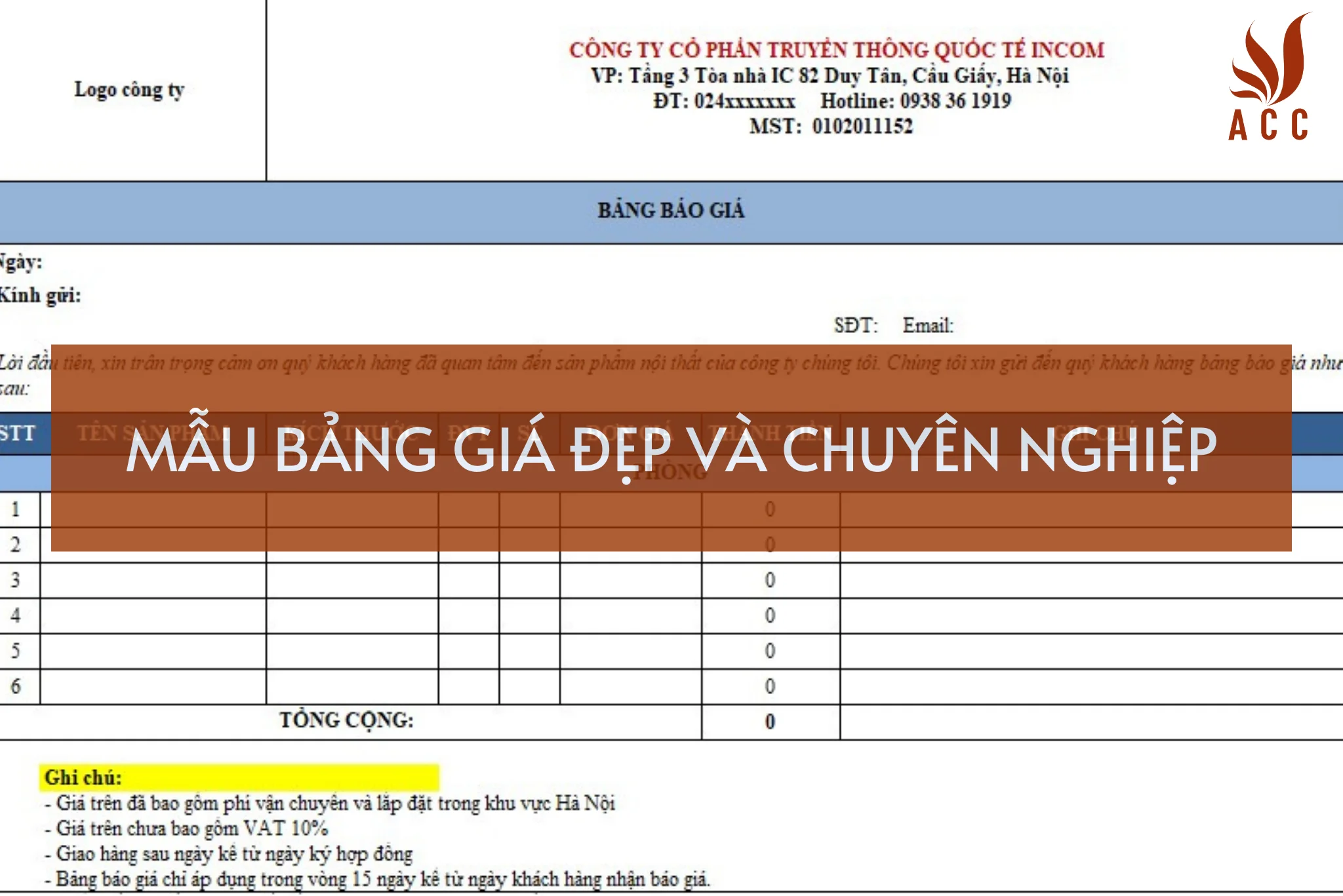 Mẫu báo giá đẹp và chuyên nghiệp gửi khách hàng năm 2024