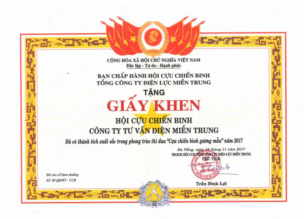 mẫu giấy khen hội cựu chiến binh việt nam