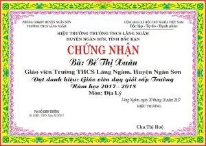 Mẫu giấy khen giáo viên dạy giỏi cấp trường (cập nhật 2023)