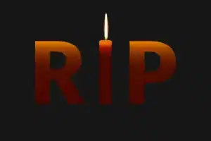 Rip Text Rest In Peace With Burning Candle As I Illustration On Death And Funeral Theme With Dark Background Vector