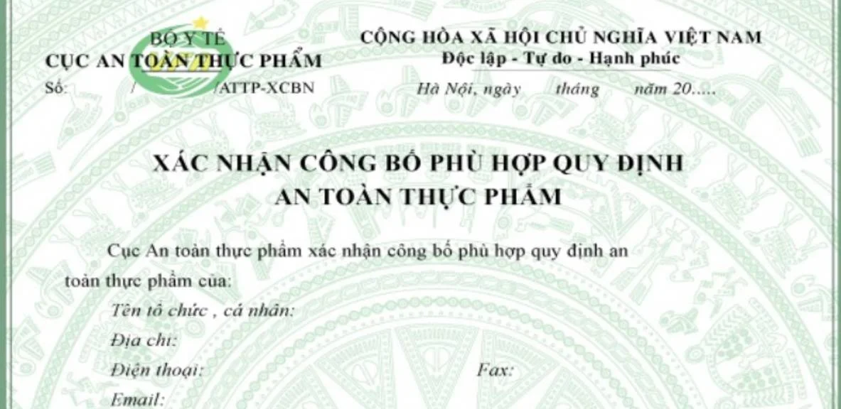 mẫu giấy xác nhận công bố an toàn thực phẩm zluat công ty luật việt nam