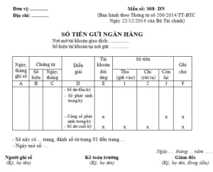 Sổ Cái Tiền Gửi Ngân Hàng