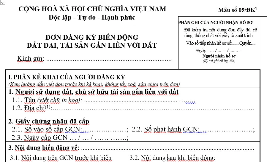 Cách Ghi đơn đăng Ký Biến động đất đai