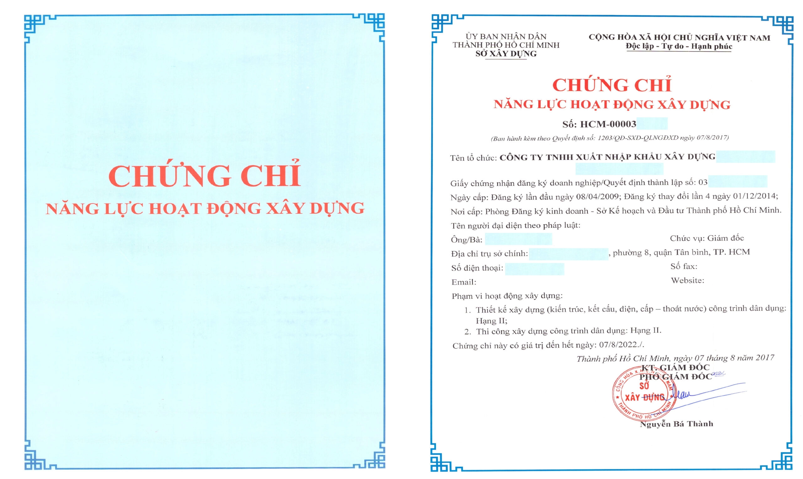 chứng chỉ năng lực thi công cơ điện